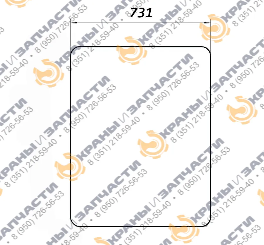 Стекло лобовое КС-3579.58.009К (731х1051) для автокрана Машека КС-3579, КС-45729, КС-55727