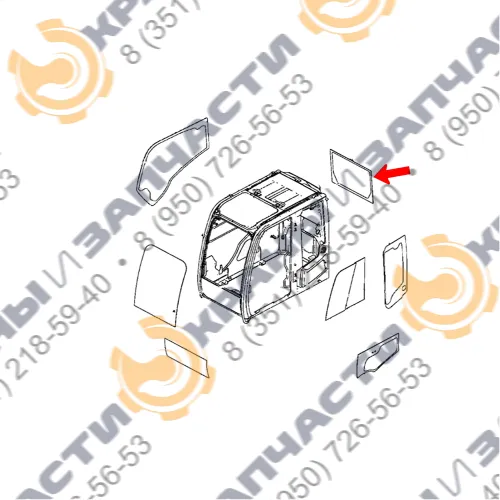 Стекло заднее (закаленное) для экскаватора John Deere lc200g, lc240g, lc260g, lc300g, lc330g, lc360g