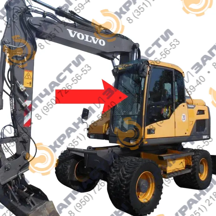 Стекло лобовое верхнее (триплекс) VOE14506807;14551131 для экскаватора Volvo EW140b, 460Blc 2003