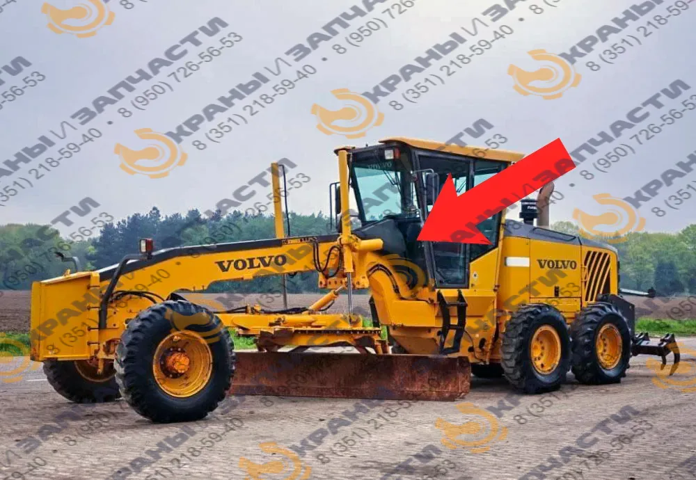 Стекло лобовое нижнее левое (закаленное) для автогрейдера Volvo G976