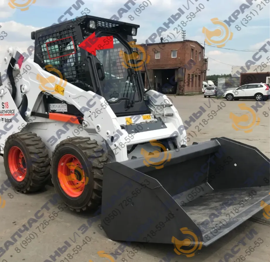 Стекло Bobcat S18/S16 бок. правое с форточкой, рамкой 