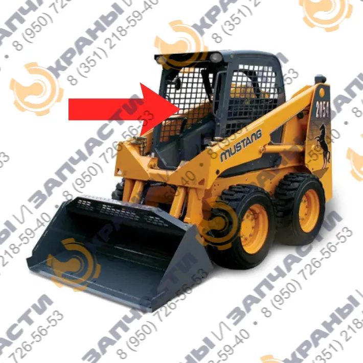 Стекло лобовое Рамка РФ (закаленное) 830×593 для мини-погрузчика Mustang 2054