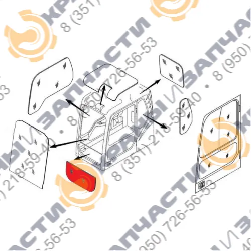 Стекло лобовое нижнее (триплекс) KHN15000 для экскаватора SUMITOMO SH210-5