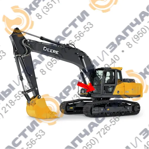 Стекло лобовое нижнее (закаленное / триплекс) для экскаватора John Deere Е210LC, E240LC, E260LC, E300LC, E330LC, E360LC