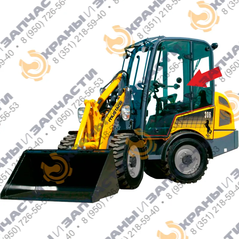 Стекло 270067 дверное левое с отверстиями (зак) Mustang AL306, 506