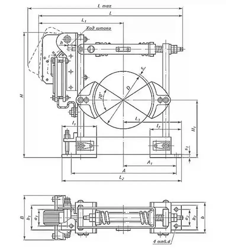 Тормоз крановый ТКП-200 с МП-201 - чертеж 1