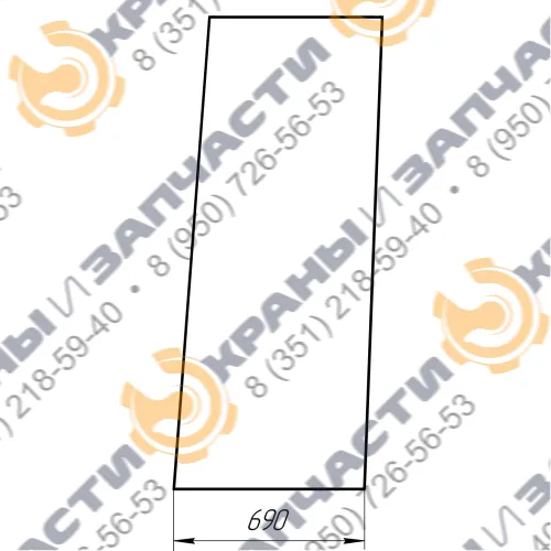 Стекло лобовое боковое CIB 1250.062A (690x1700) 10мм кабины козлового крана