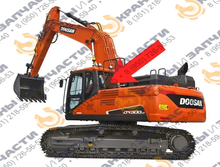 Стекло заднее (закаленное) 903-00075 для экскаватора Doosan DX300LCA