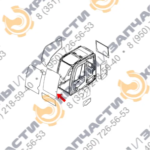 Стекло лобовое верхнее (закаленное) для экскаватора John Deere lc200d, lc240d, lc260d, lc300d, lc330d, lc360d, серия D