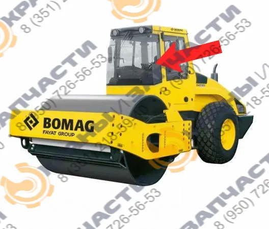 Стекло лобовое левое (закаленное) для катка Bomag Bw219D