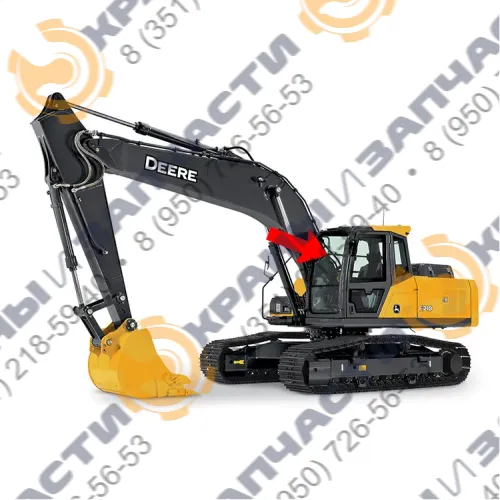 Стекло лобовое верхнее (закаленное / триплекс)  для экскаватора John Deere Е210LC, E240LC, E260LC, E300LC, E330LC, E360LC