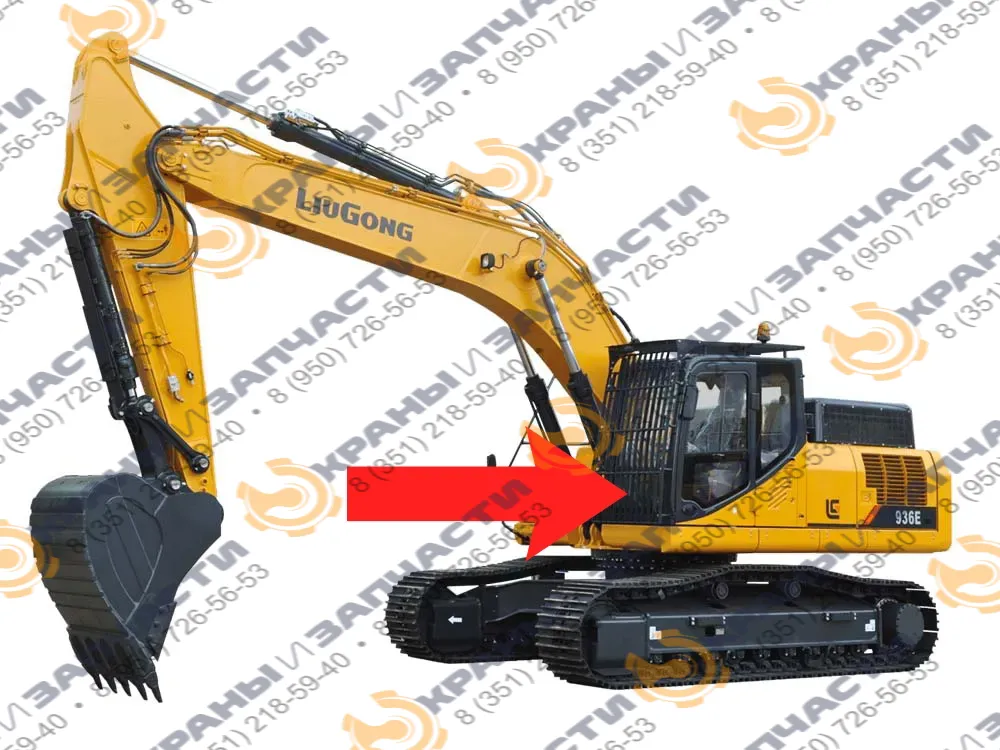 Стекло лобовое нижнее (закаленное) для экскаватора LiuGong 933e