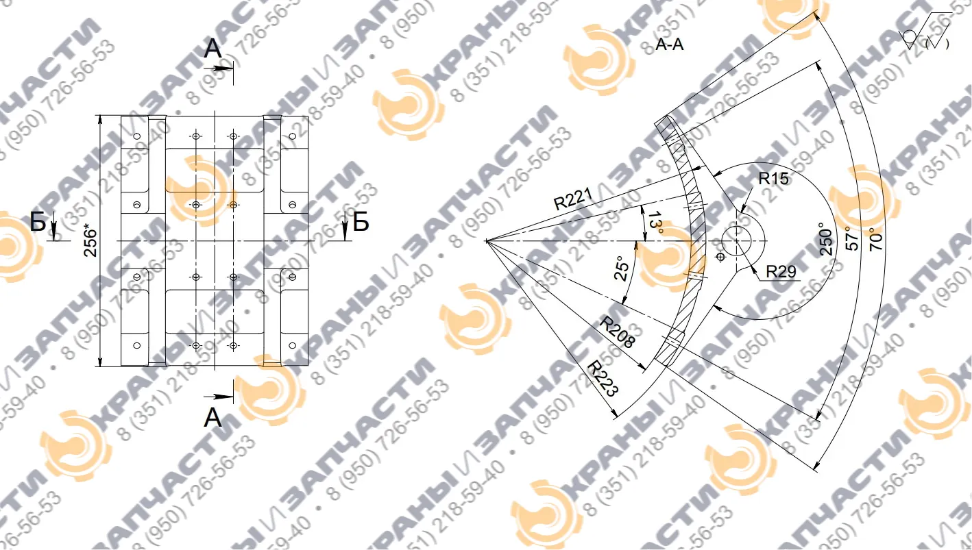 Колодка тормозная ТКГ-400, ТКП-400 - чертеж 2