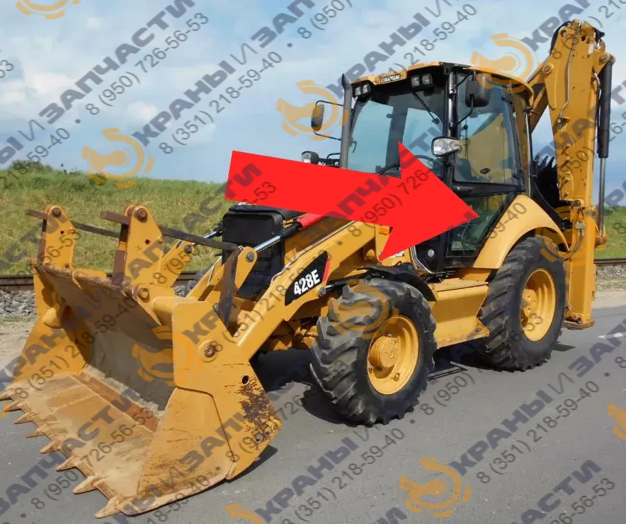 Стекло дверное левое нижнее Caterpillar 428e, 432e, 434e, 444e 2006