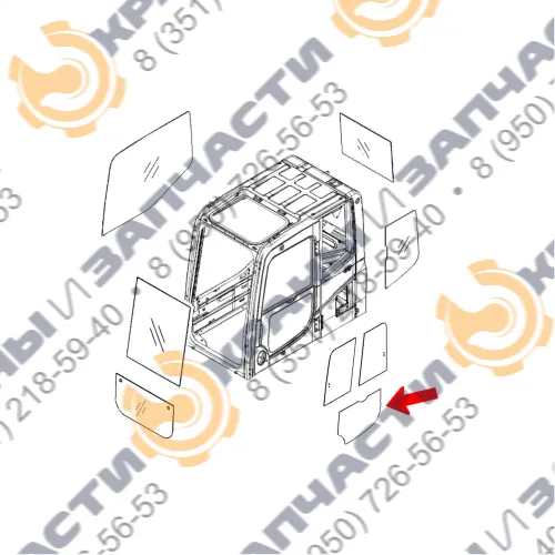Стекло дверное левое нижнее (закаленное) 20Y-54-51451 для экскаватора Komatsu PC200-7, PC400-7, PC220LC-7, PC300-7, PC210-7, PC220-7, PC360-7, PC200LC-7, PC270-7, PC400LC-7, PC300LC-7, PW160-7, PW200-7, PC130-7, PC350-7, PC750-7, PW180-7, PW220-7, PC130-7