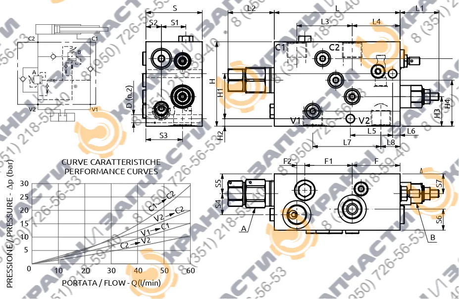 Двухсторонний балансировочный клапан B070460.01.00 HBS - чертеж 1
