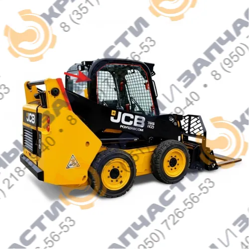 Стекло кузовное правое возле стрелы закаленное мини-погрузчика JCB EcoRobot 155, 255, 260