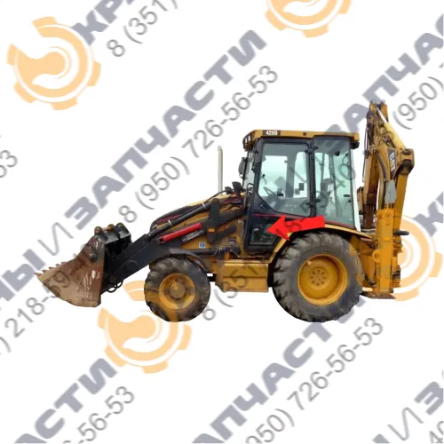 Стекло дверное нижнее левое (закаленное) для экскаватора-погрузчика Caterpillar 428d, 432d