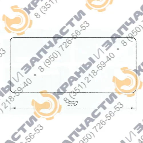 Стекло триплекс 998992.1.07 кабины мостового крана , грейферного крана 3т, 5т, 10т, 15 тонн, размер 590x265