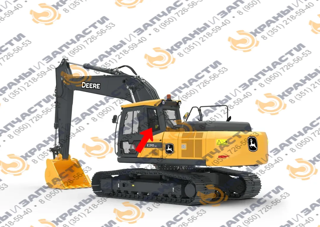 Стекло кузовное заднее левое (закаленное) для экскаватора John Deere e210lc, е240lc, e260lc, e300lc, e330lc, e360lc