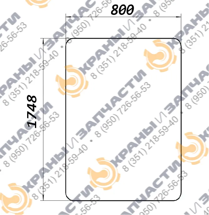 Чертеж Стекло ветровое КМК 1.01-5206011 (1748х800) для автокрана Машека (новая кабина) КС-55727