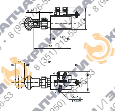 Переключатель без ручки П305-3709000 - чертеж 1