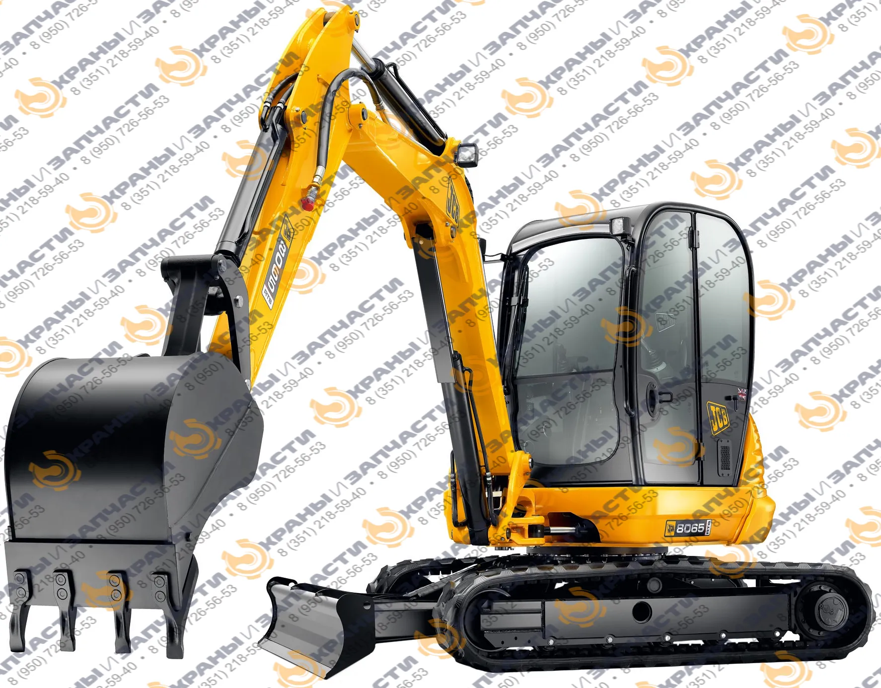 Стекло правое нижнее (закаленное) для мини-экскаватора JCB 8065RTS