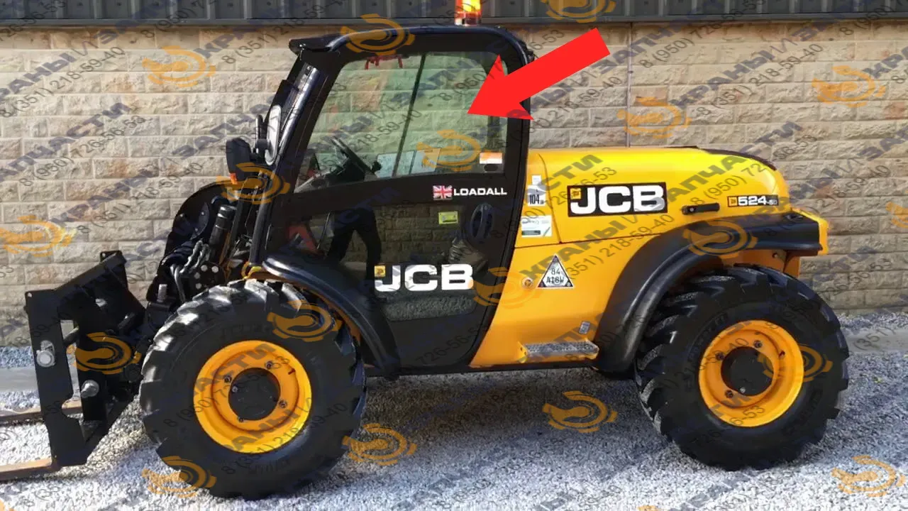 Стекло дверное левое верхнее форточка подвижная ближе к заднему стеклу (закаленное) для погрузчика телескопического вилочного JCB 524-50, 527-55, 540-40