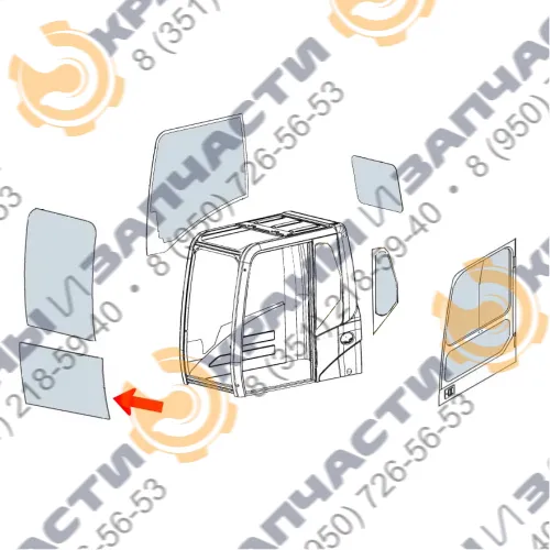  Стекло лобовое нижнее E6255F (закаленное / триплекс) для экскаватора Sdlg(LGCE) LG6210E, LG6250E