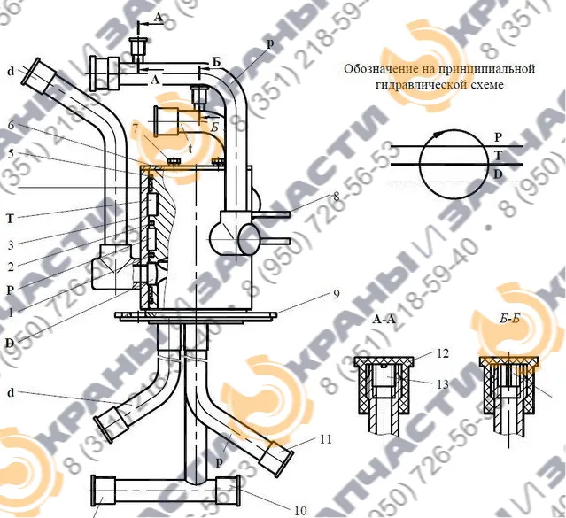 Соединение вращающееся КС-3577.83.300-2 автокрана Ивановец КС-45717, КС-45717К, КС-45717-1Р - чертеж 1