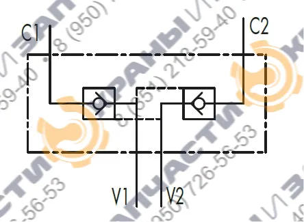 Гидрозамок двухсторонний VBPDE 3/8"L (V0187) - чертеж 2