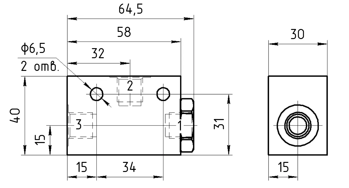 Обратный клапан К1О45012А1С (аварийный насос) автокранов Челябинец, КМУ Инман - чертеж 1
