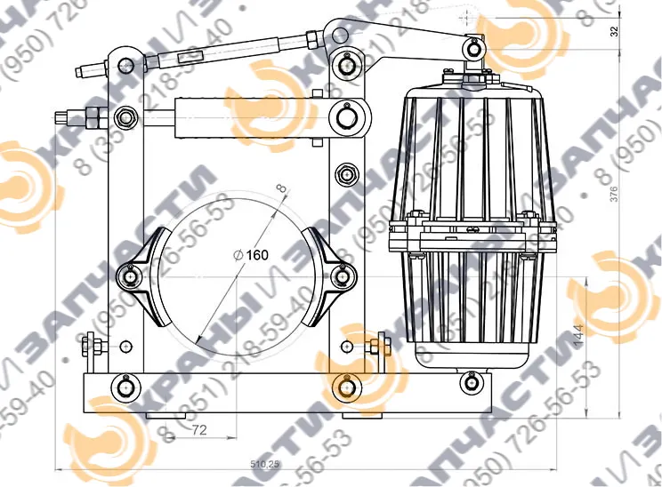 Тормоз  ТКГ-160 с гидротолкателем ТЭ-30 - чертеж 1