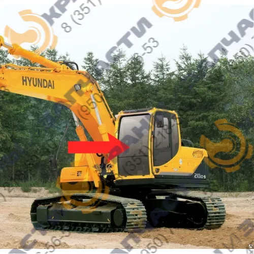 Стекло лобовое верхнее 825х1065 71Q4-02441 гусеничного, колесного экскаватора Hyundai Robex 210 lc-9, 260 lc-9, 290 lc-9, 300 lc-9, 330 lc-9, 450 lc-9, 480 lc-9
