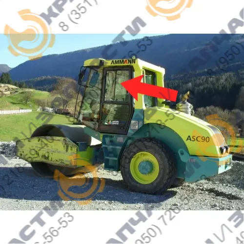 Стекло форточка подвижная ближе к заднему стеклу левое правое (закаленное) на каток Ammann ASC90, ASC120, ASC200