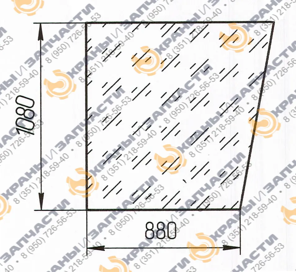 Стекло триплекс 6мм кабины мостового крана, грейферного крана 3т, 5т, 10т, 15 тонн, размер 880x1080