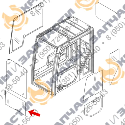 Стекло лобовое нижнее 2018 года 4917724 для экскаватора Caterpillar 323 2018 на КАТ 330 GC