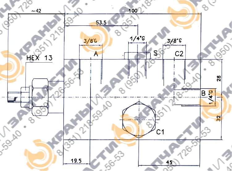 Односторонний балансировочный клапан A060391.12.00 HBS - чертеж 1
