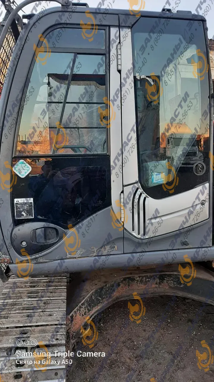 Стекло дверное нижнее левое (закаленное) для экскаватора Hitachi Zaxis ZX130, 140, 160, 180, 225, W1