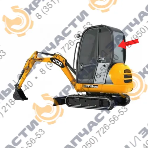 Стекло заднее (закаленное) для мини-экскаватора JCB 8018cts