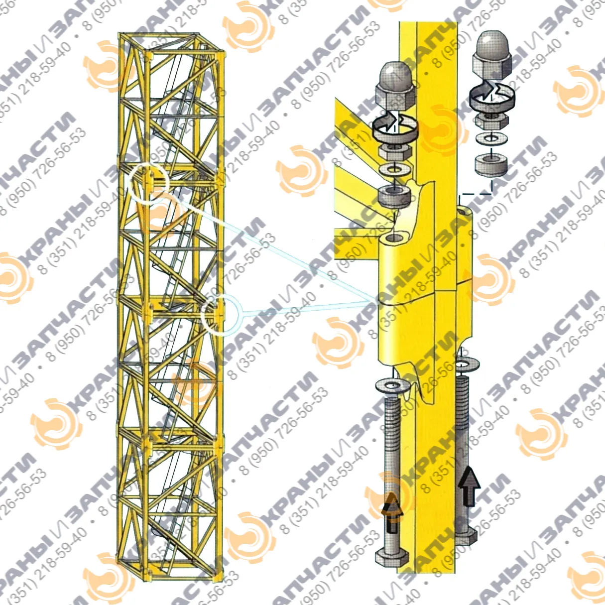 Болт DIN 931 для крепления секций стрелы, секций башни башенного крана LIEBHERR-112ЕСН