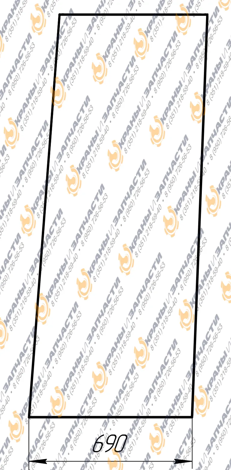 Стекло лобовое боковое CIB 1250.062A (690x1700) 10мм кабины козлового крана