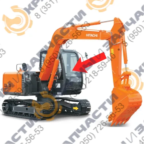 Стекло лобовое нижнее (закаленное) для экскаватора Hitachi Zaxis ZX70, 75lc