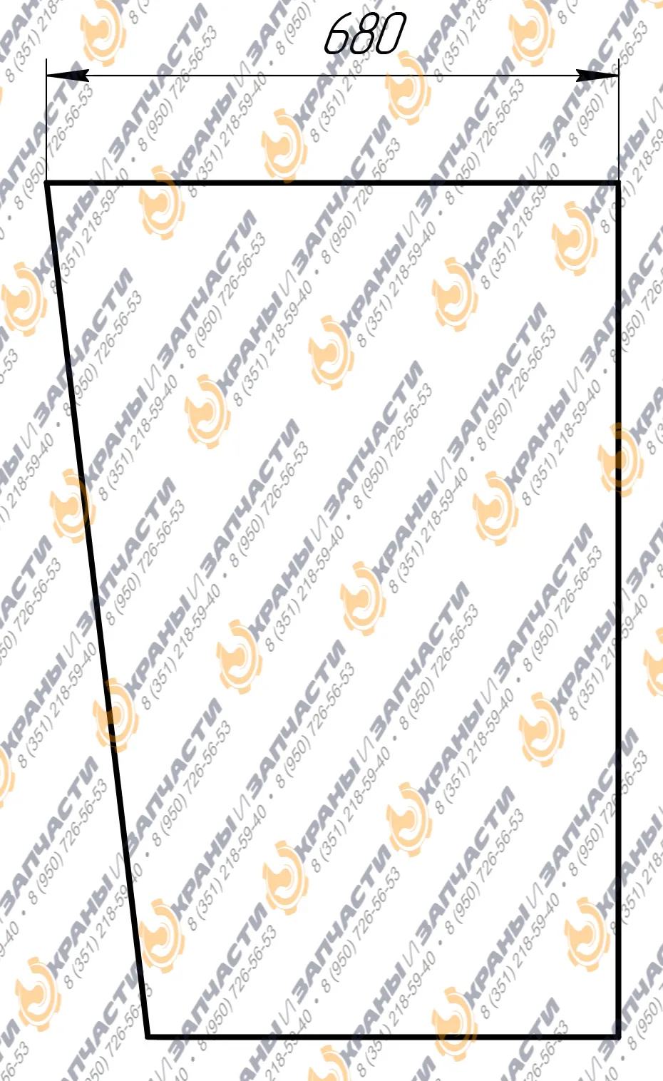 Стекло боковое верхнее CIB 1250.064A (680x1015) 10мм кабины козлового крана