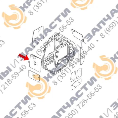 Стекло лобовое верхнее 20Y-54-38122 для Komatsu PC200-6, PC300-6, PC400-6 (20Y-54-38121)