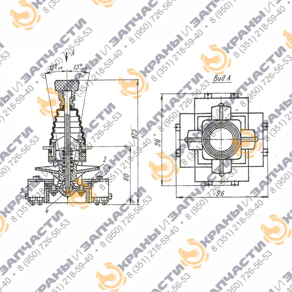 Переключатель крестовой (крестовый) ПК-12-21-801-54 УХЛ3 380В/50Гц 10А IP54 - чертеж 1