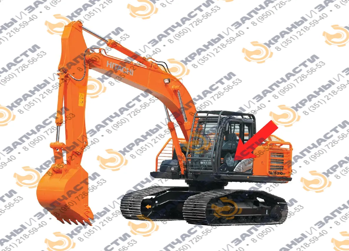 Стекло дверное левое нижнее (закаленное) для экскаватора Hitachi Zaxis 180, 200, 210, 240, 250, 270, 280, 300, 330, 350, 400, 470 3G-5G