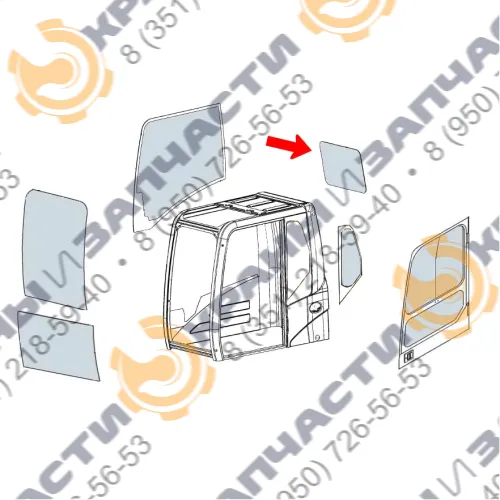 Стекло заднее (закаленное) для экскаватора Sdlg LG6210E, LG6250E