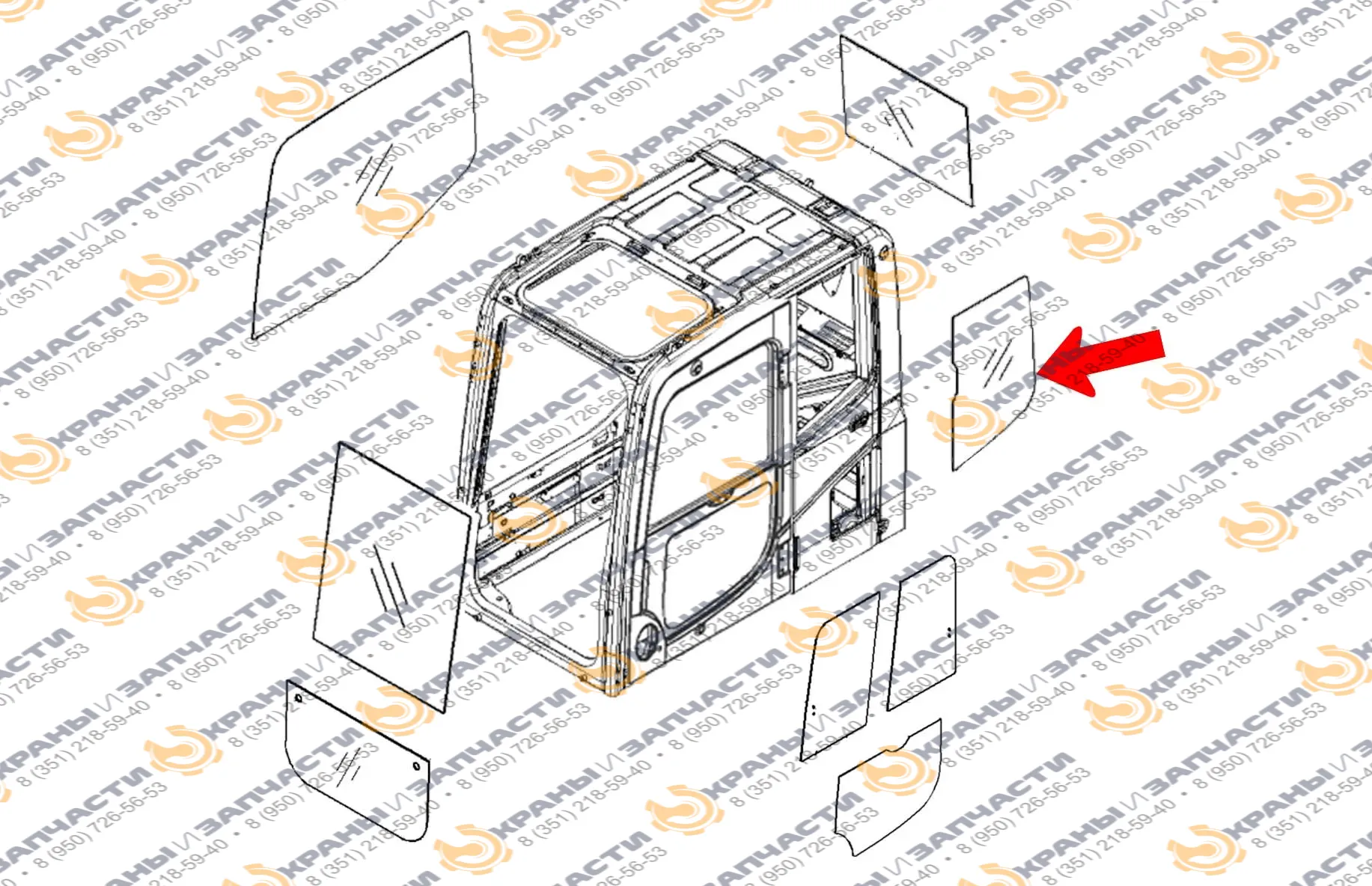 Стекло кузовное заднее левое оригинал (закаленное) 20Y-54-51241 для экскаватора Komatsu PC200-7, PC400-7, PC220LC-7, PC300-7, PC210-7, PC220-7, PC360-7, PC200LC-7, PC270-7, PC400LC-7, PC300LC-7, PW160-7, PW200-7, PC130-7, PC350-7, PC750-7, PW180-7, PW220-