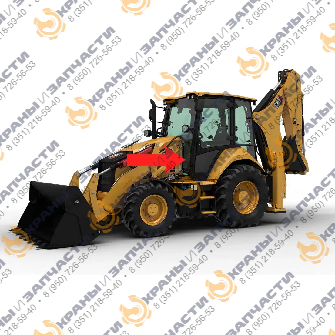 Стекло лобовое нижнее левое (закаленное) для экскаватора-погрузчика Caterpillar 428d, 432d